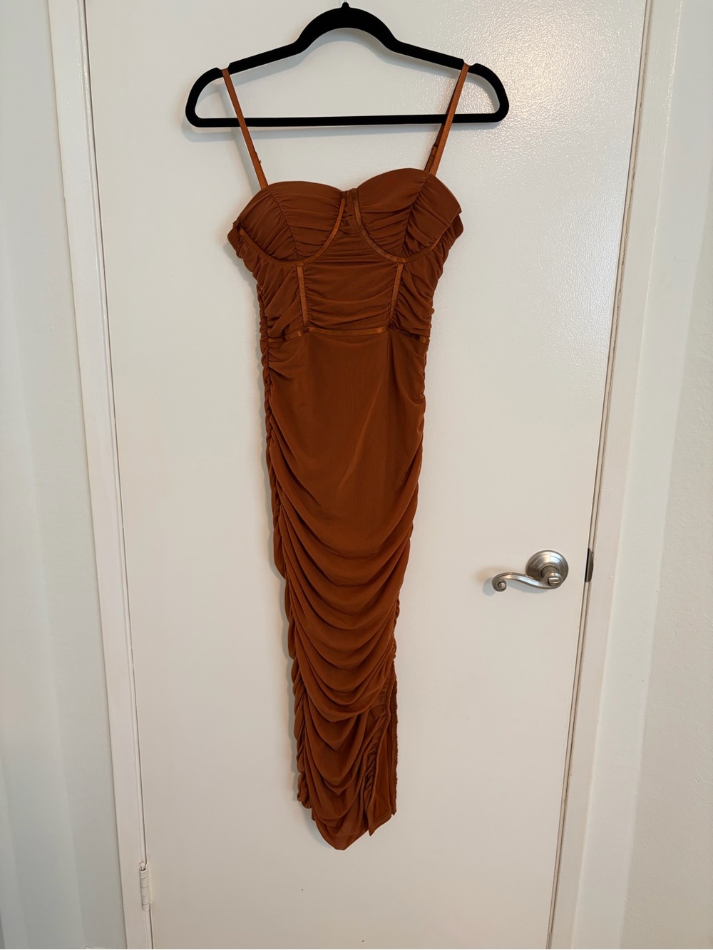 SHEIN Rust Ruched Bustier Maxi Dress